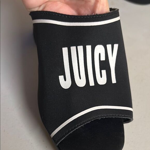 Juicy Couture Black Slide Sandals with 4” Block Heels & Sporty Design Size 11 - Picture 5 of 8
